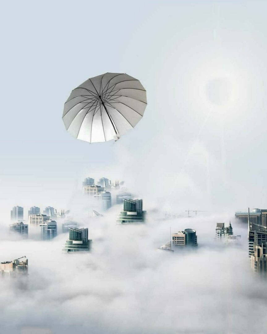 Vijay Mahar Skyscraper Clouds Umbrella Wallpaper