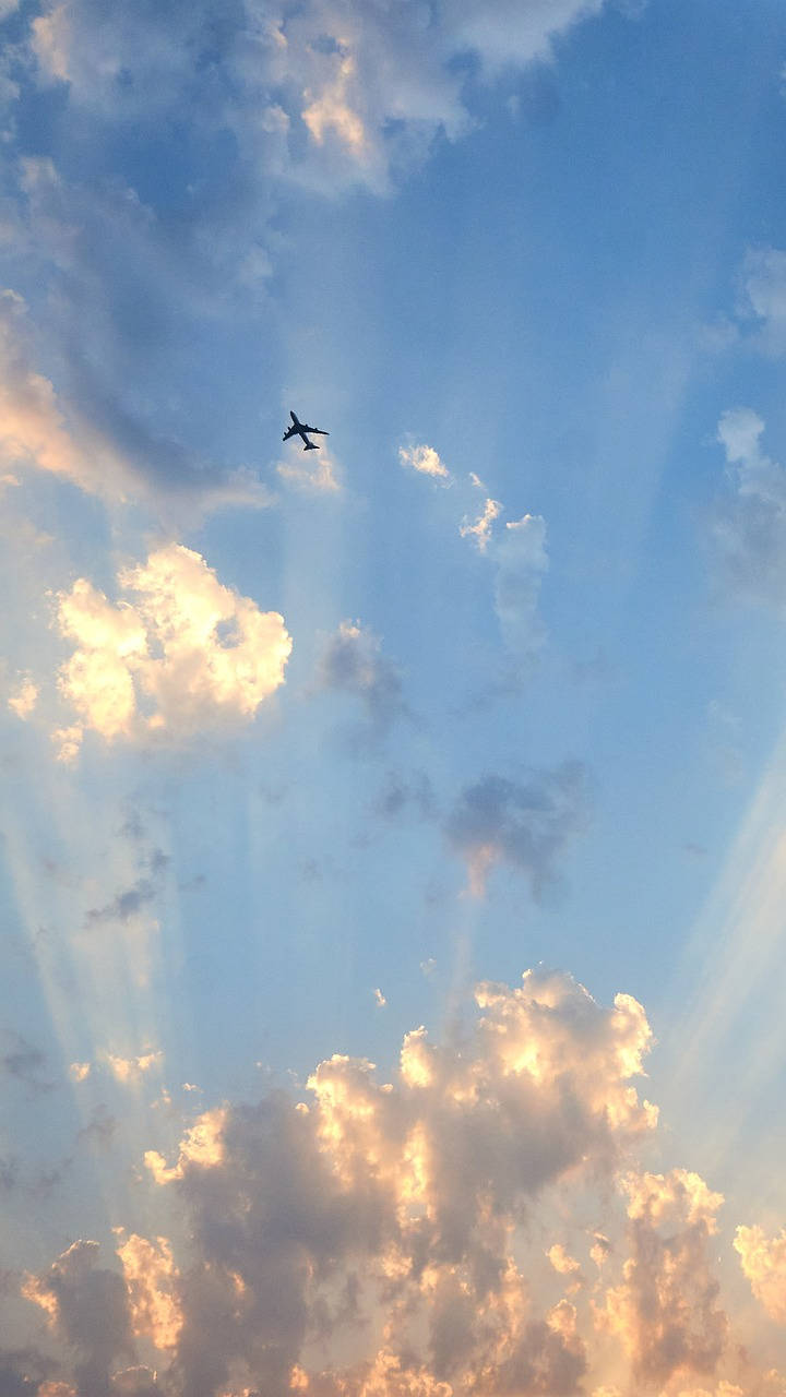 Vintage Aesthetic Clouds Airplane Wallpaper