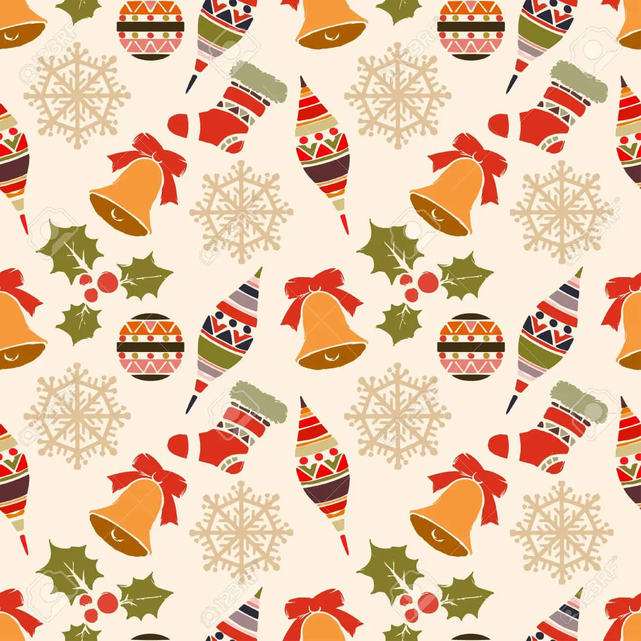 Vintage Christmas Bells Wallpaper