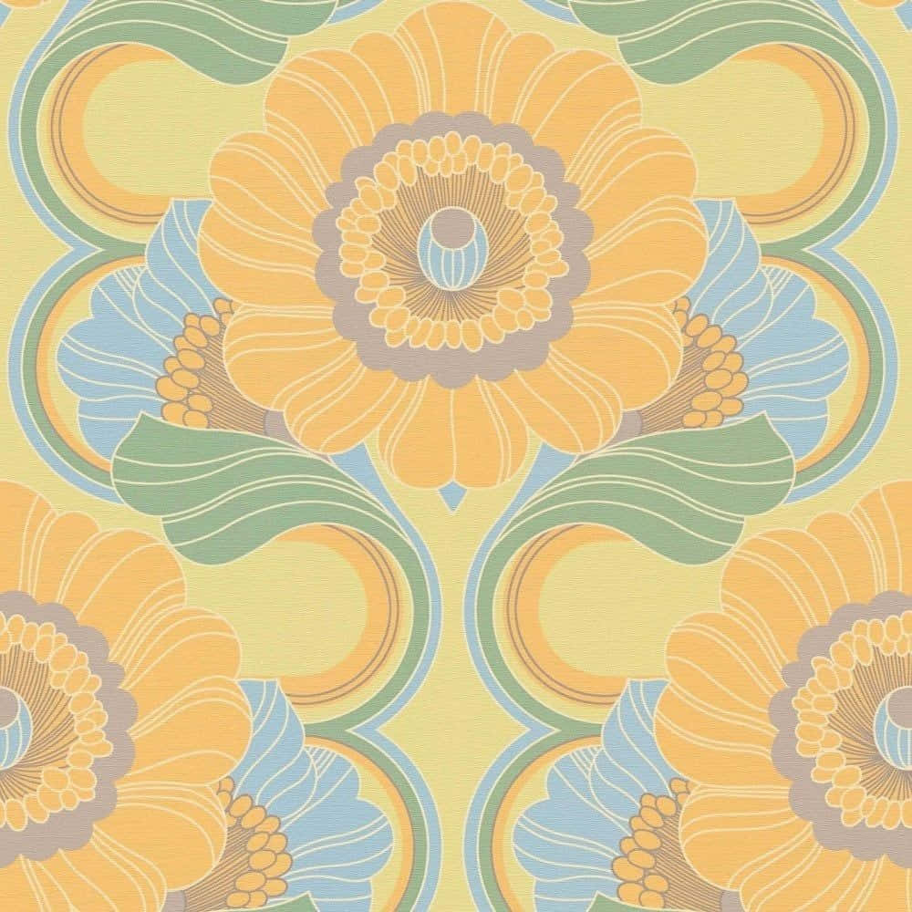 Vintage Floral Pattern70s Style Wallpaper