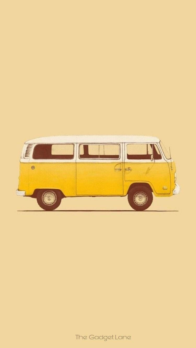 Vintage Iphone Minimalist Yellow Van Wallpaper