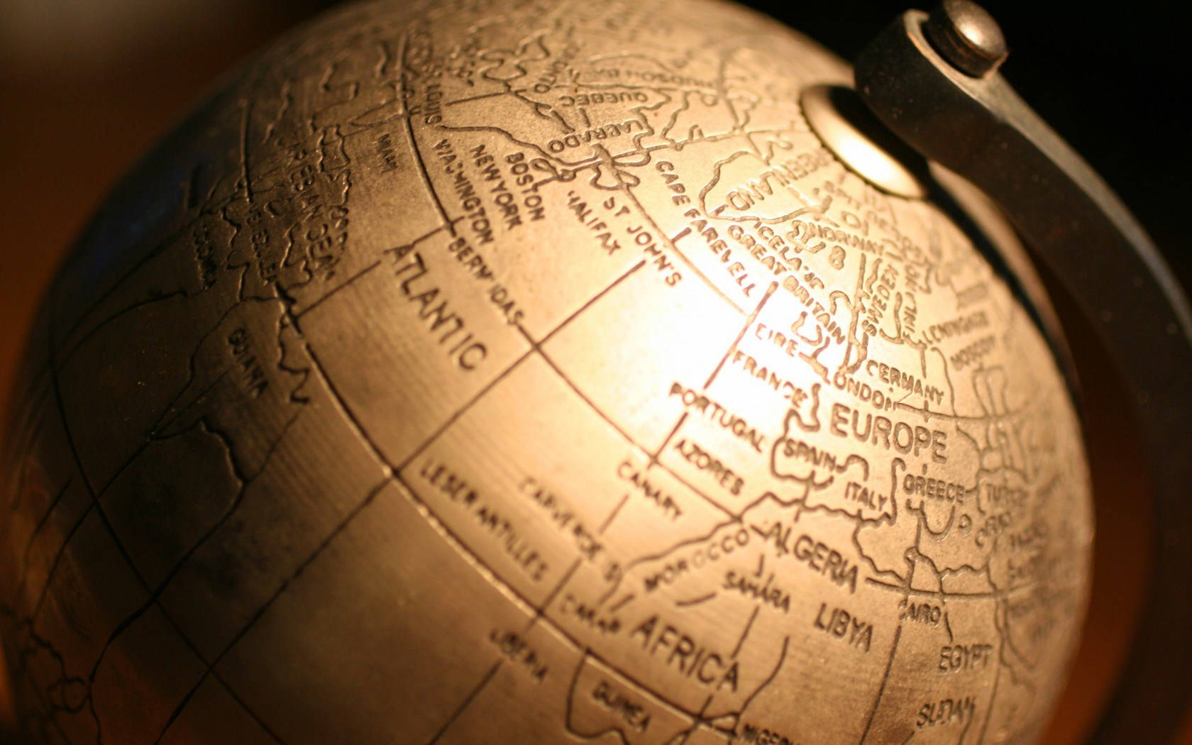 Vintage Metal World Globe Wallpaper