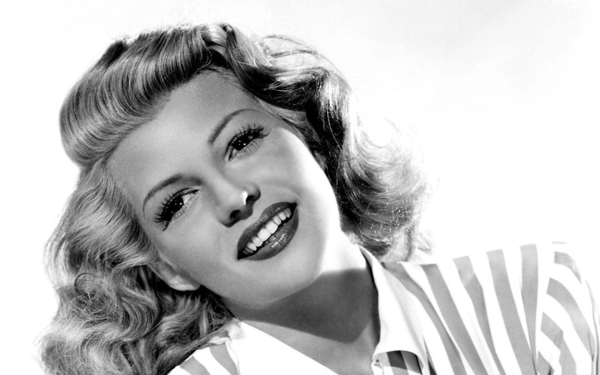 Vintage Monochrome Portrait Of Rita Hayworth Wallpaper