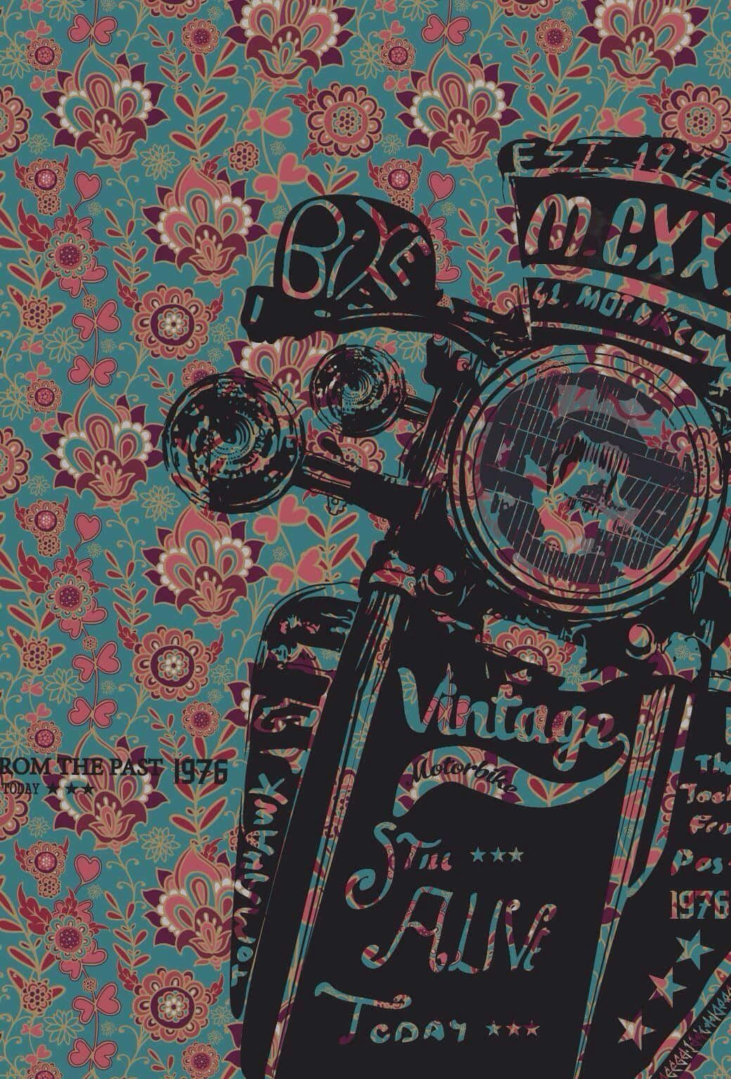 Vintage Motorcycle Graphic Art Retro Iphone Wallpaper