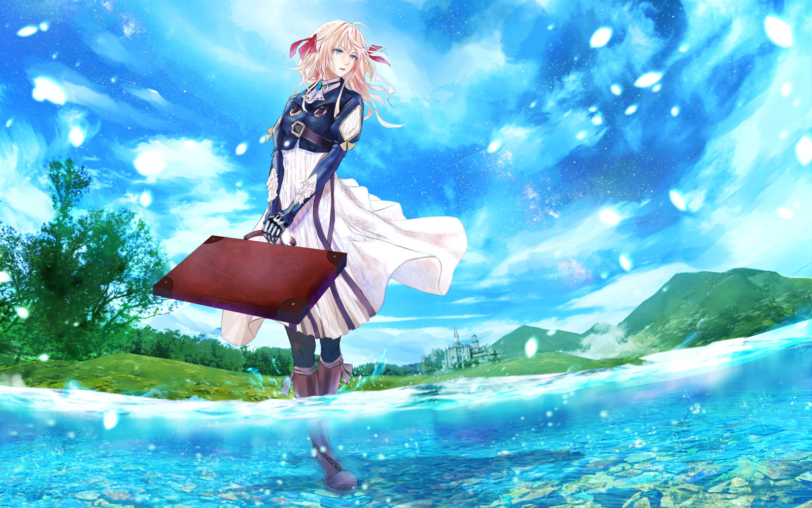 Violet Evergarden Swims In The Lake. Wallpaper