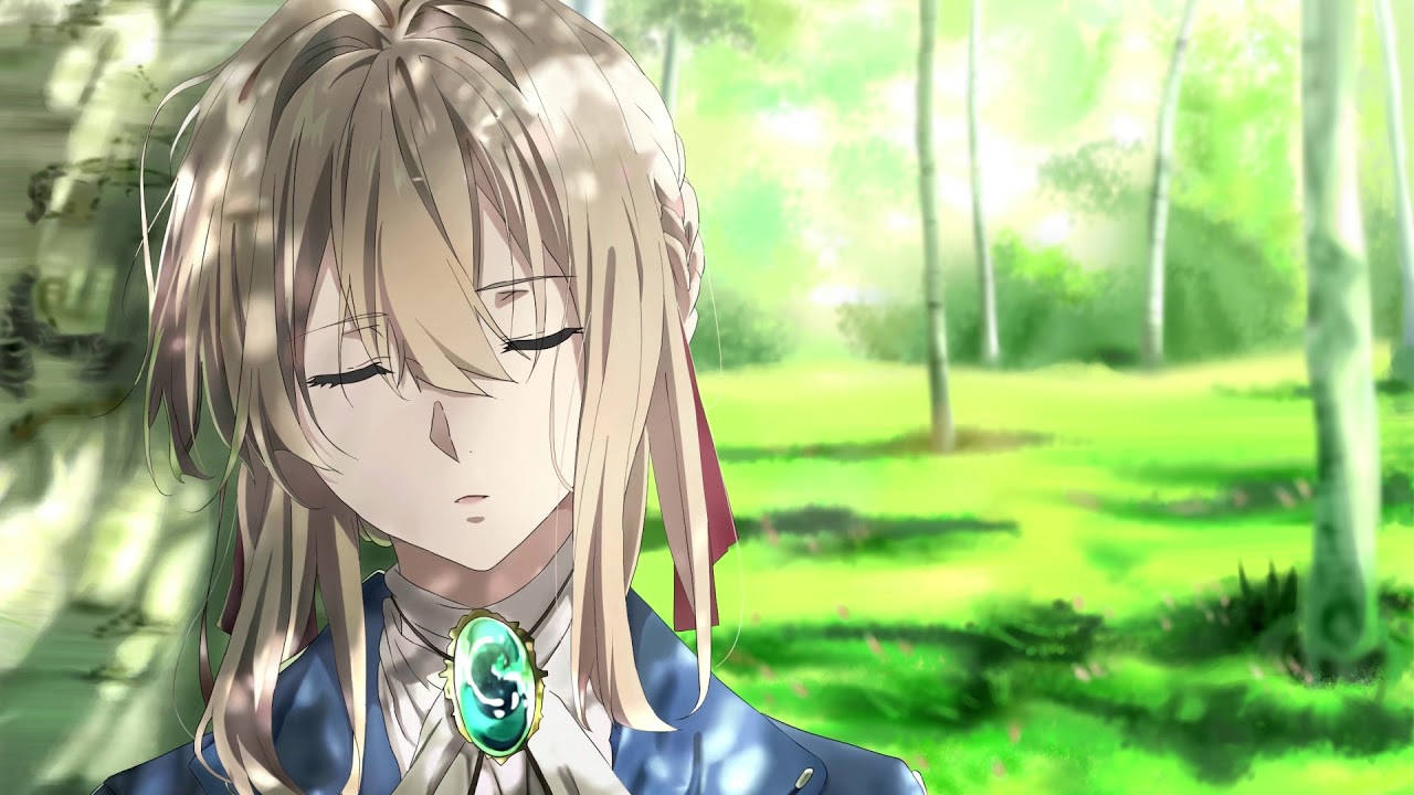 Vivacious Violet Evergarden Taking A Peaceful Nap Wallpaper