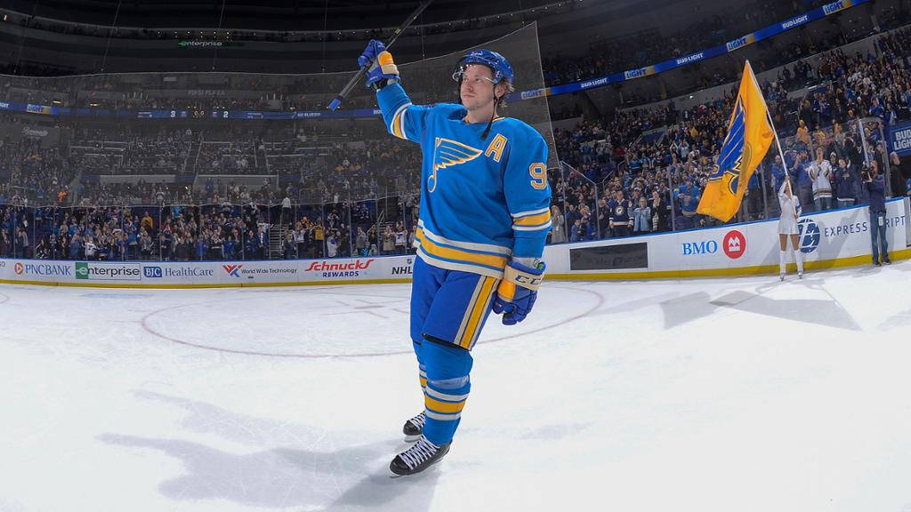 Vladimir Tarasenko Serious Expression Looking Up While Holding Hockey Stick Wallpaper