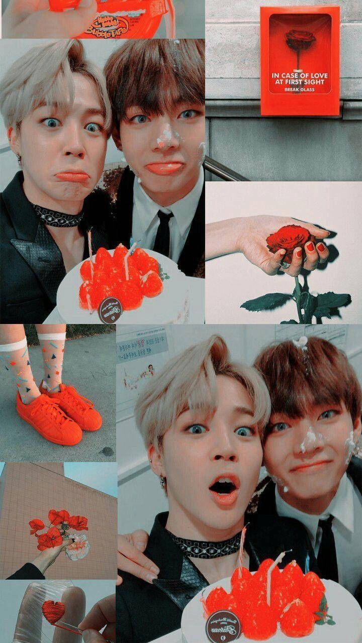 Vmin Pop Red Collage Wallpaper