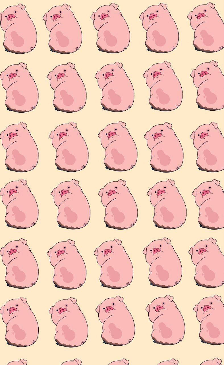 Waddles The Pig Pattern Art Wallpaper