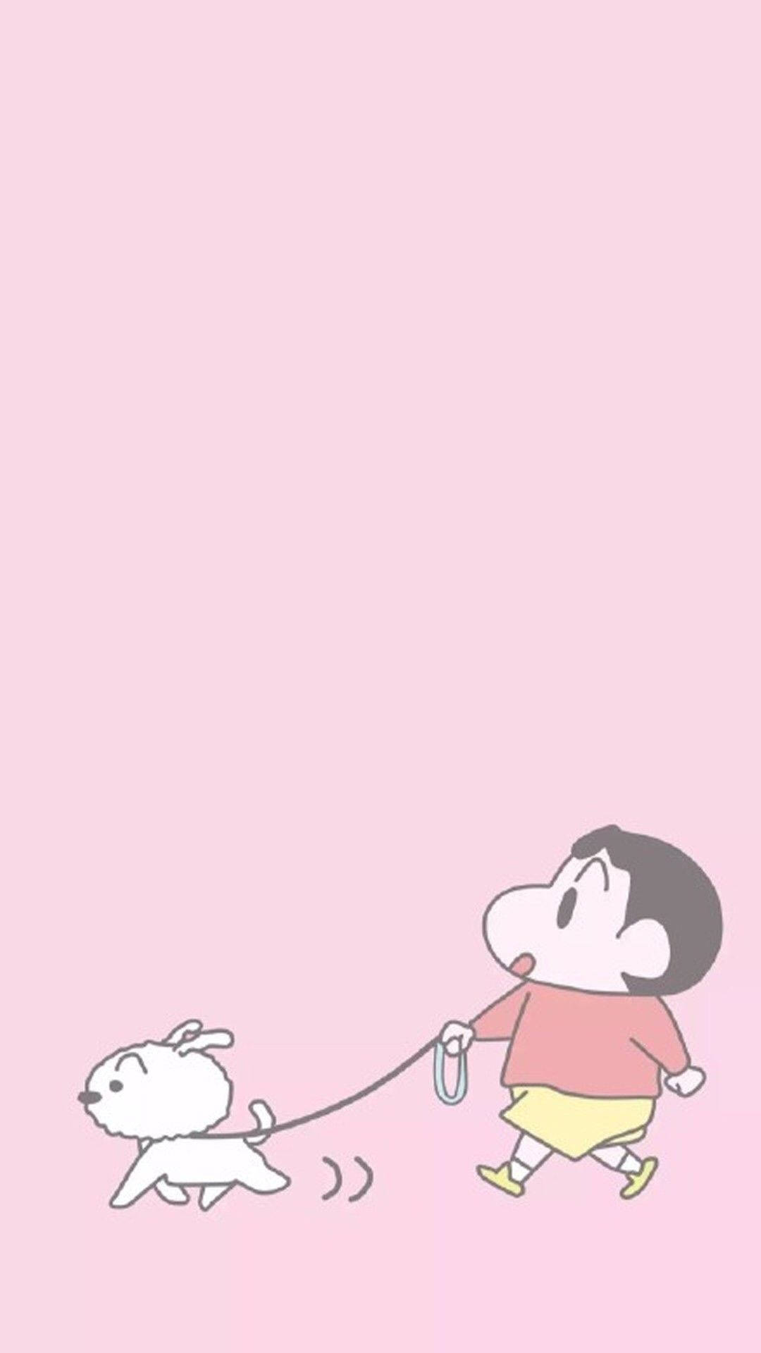 Walking Shiro Shin Chan Iphone Wallpaper