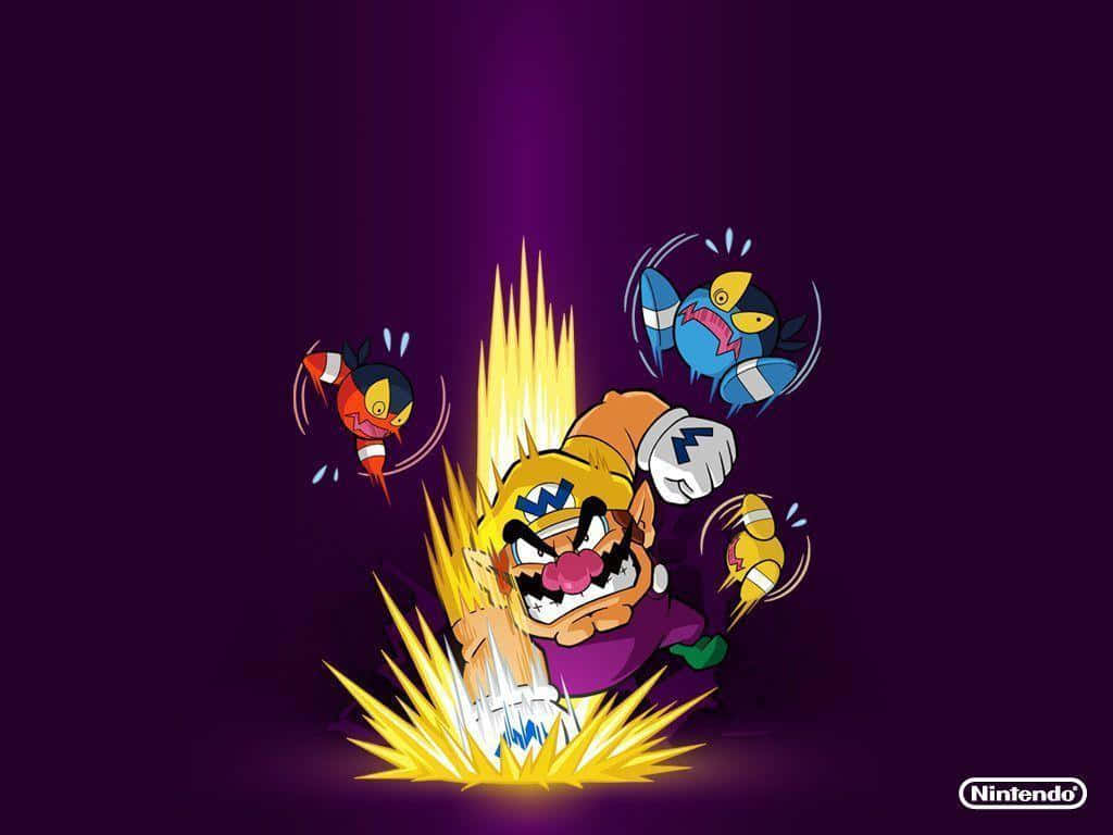 Wario Smirking In Action Wallpaper