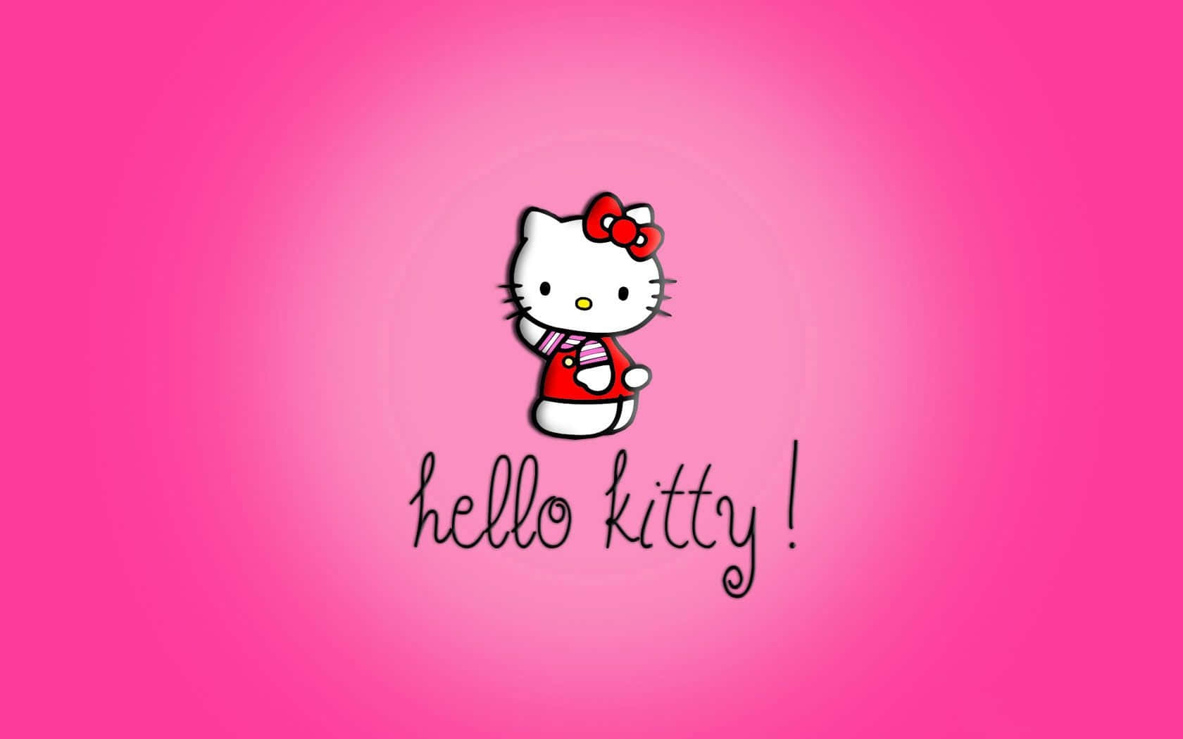 Waving Cute Pink Hello Kitty Wallpaper