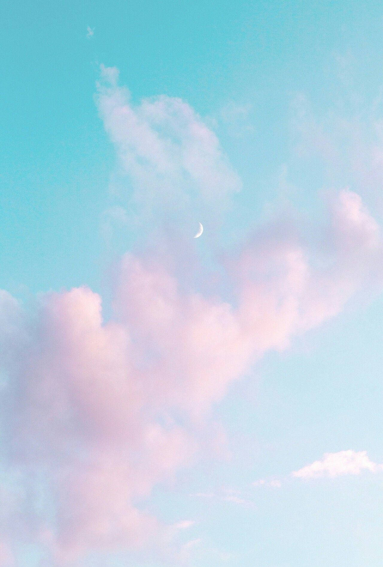 Waxing Crescent Blue Pastel Aesthetic Wallpaper