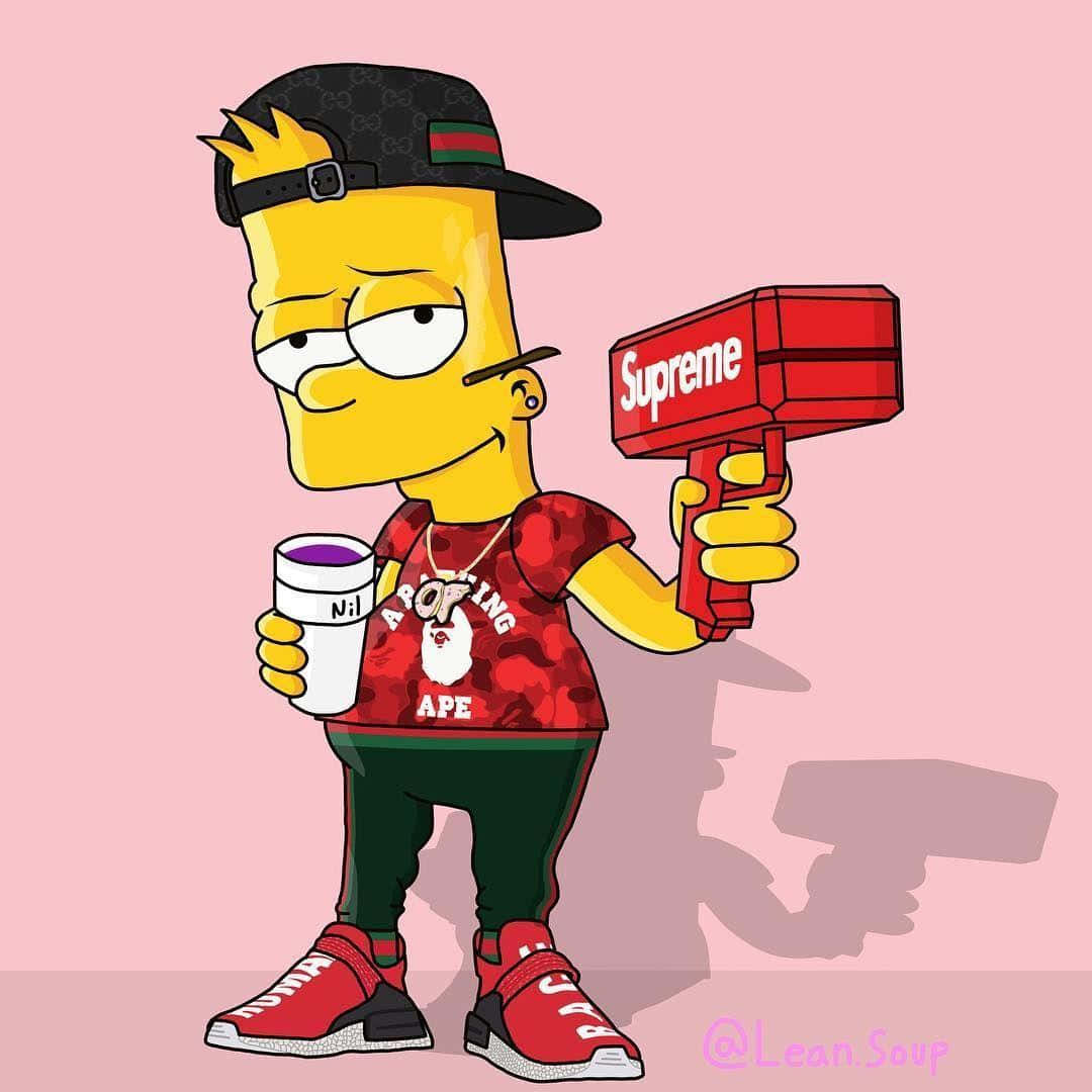 Weed Hair Bart Simpson With Gun Wallpaper