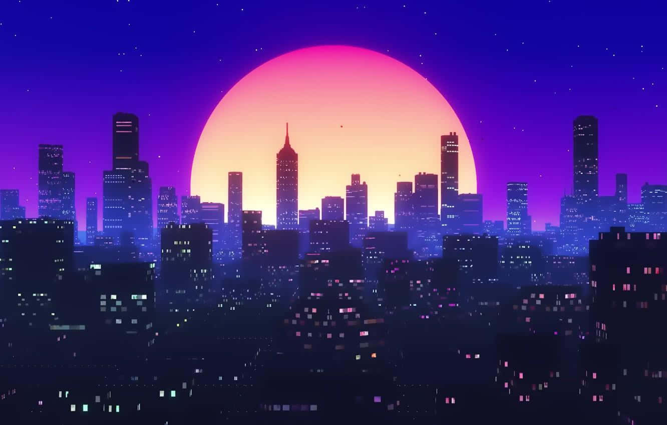 Welcome To Synthwave City—a Neon Metropolis! Wallpaper