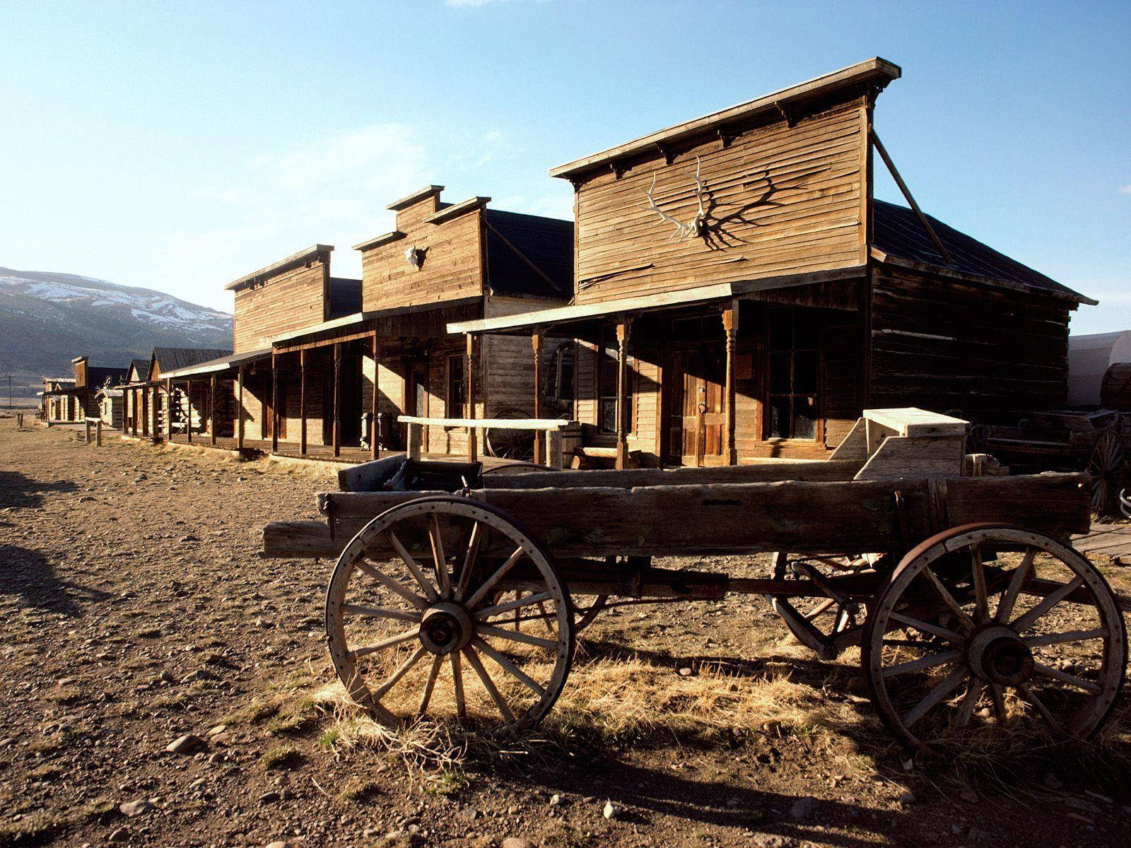 Western Wooden Wagon Wallpaper