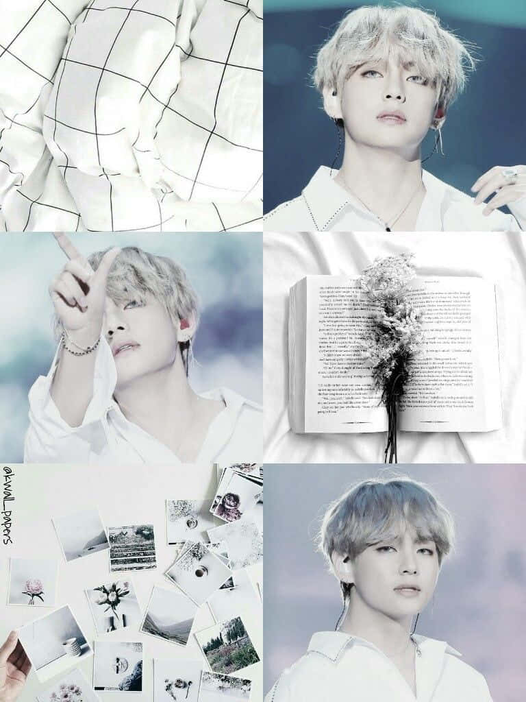 White Aesthetic Collage Kim Taehyung Wallpaper