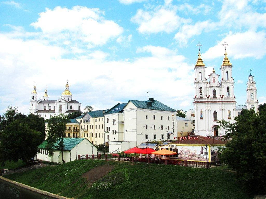 White Belarus City Buildings Wallpaper