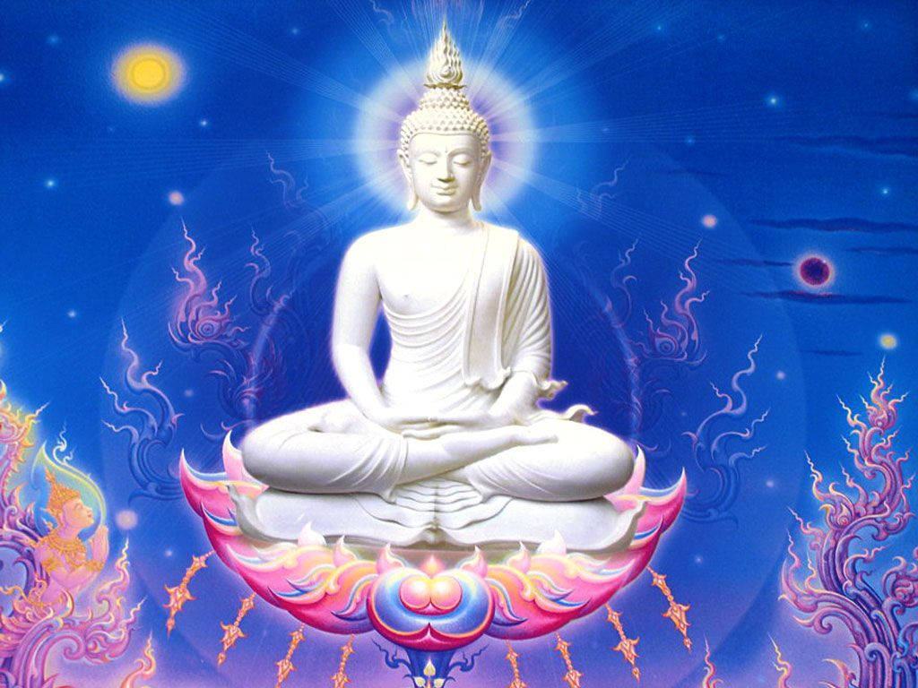 White Buddha Statue - A Sacred Symbol Of Strength And Patience Wallpaper