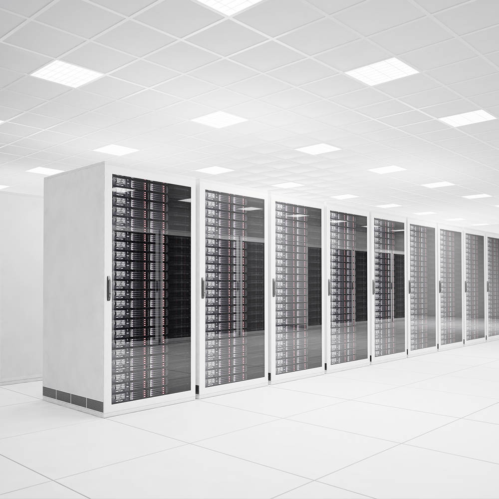 White Data Center Room Wallpaper