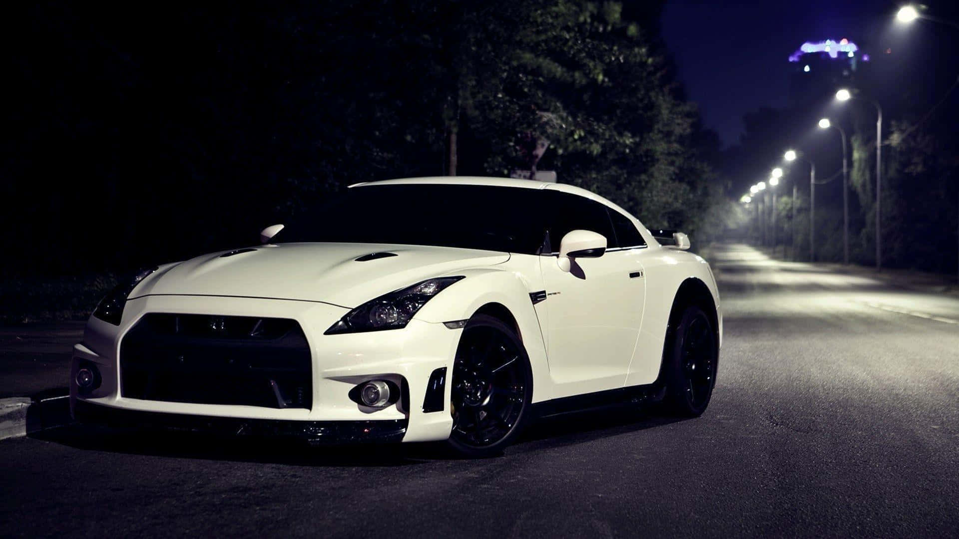 White Gt-r Desktop Parked Askew Wallpaper