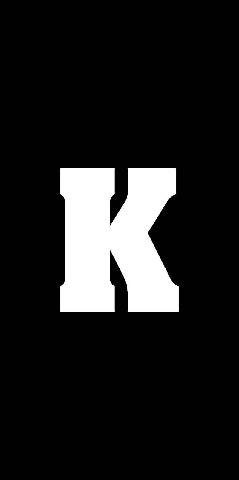 White Letter K Name Black Wallpaper