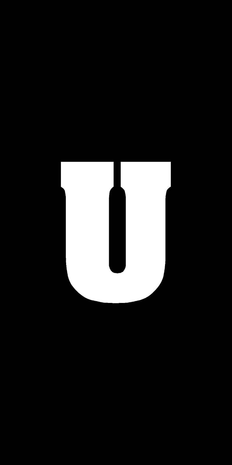 White Letter U Name Black Wallpaper