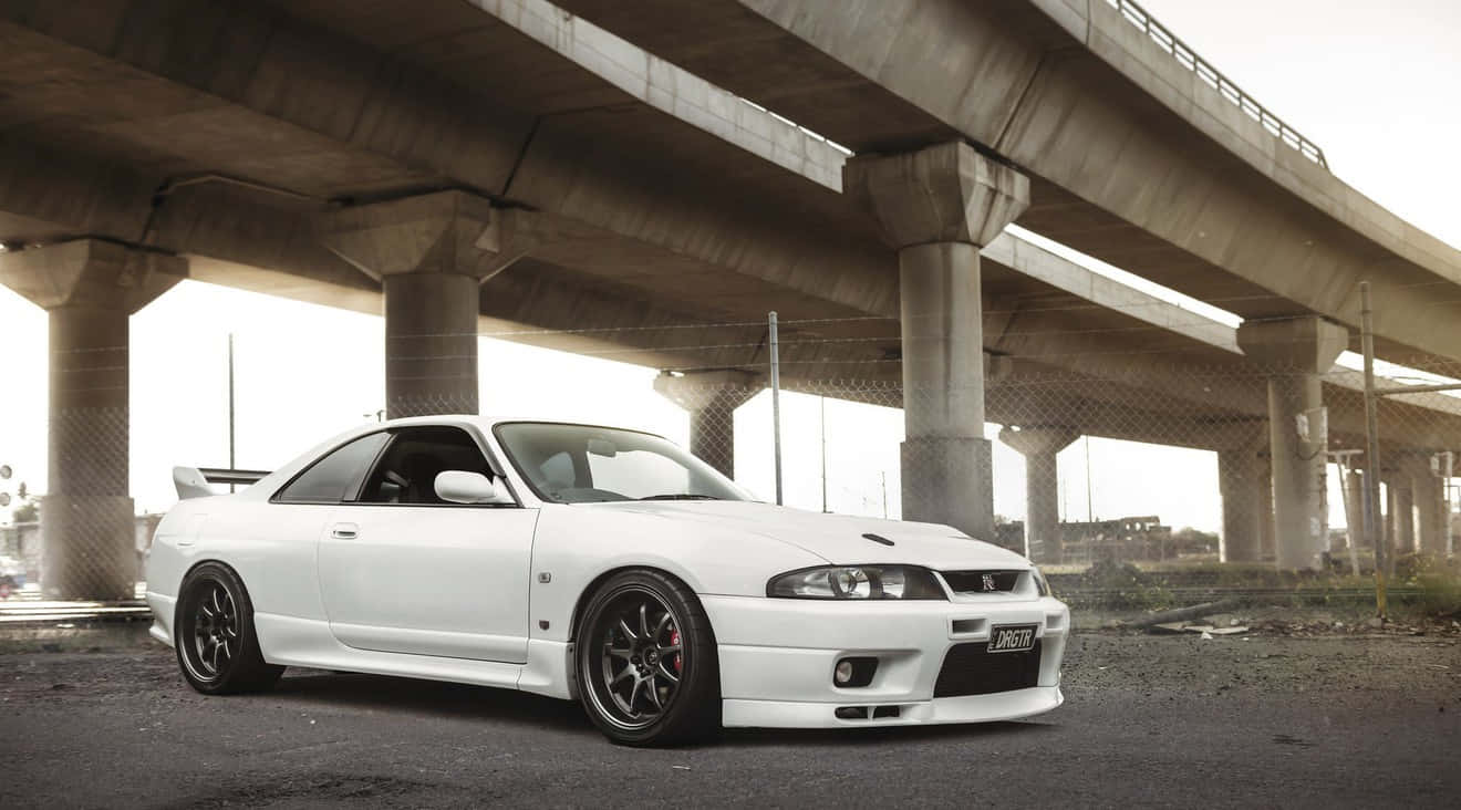 White Nissan R33 Gtr Under Bridge Wallpaper