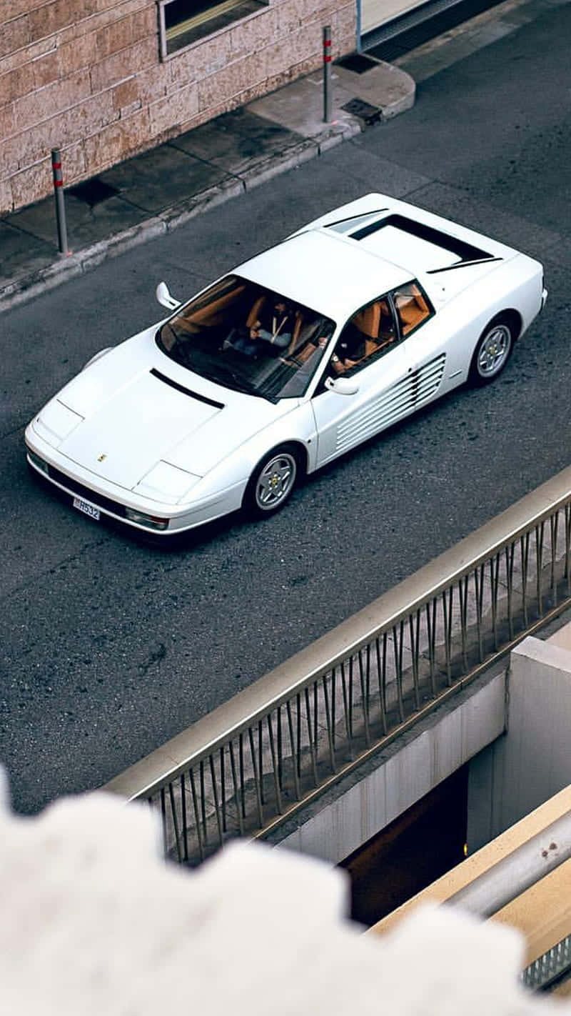 White Vintage Ferrari Wallpaper