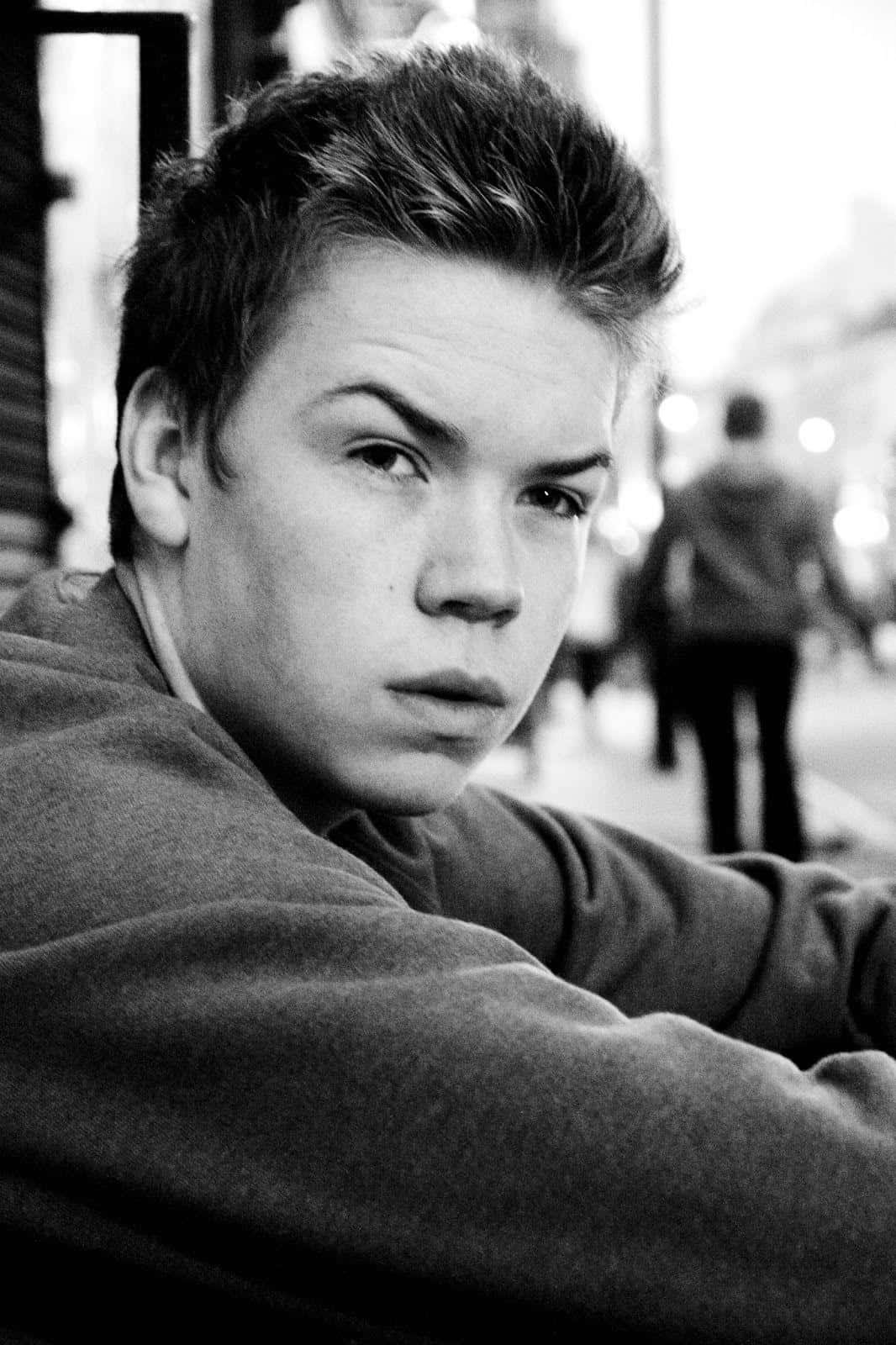 Will Poulter Blackand White Portrait Wallpaper