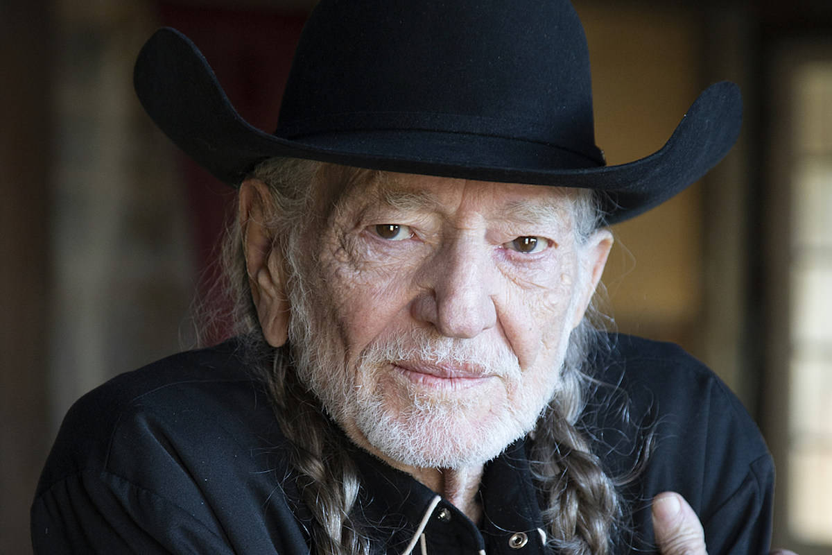 Willie Nelson Donning A Black Hat At A Concert Wallpaper