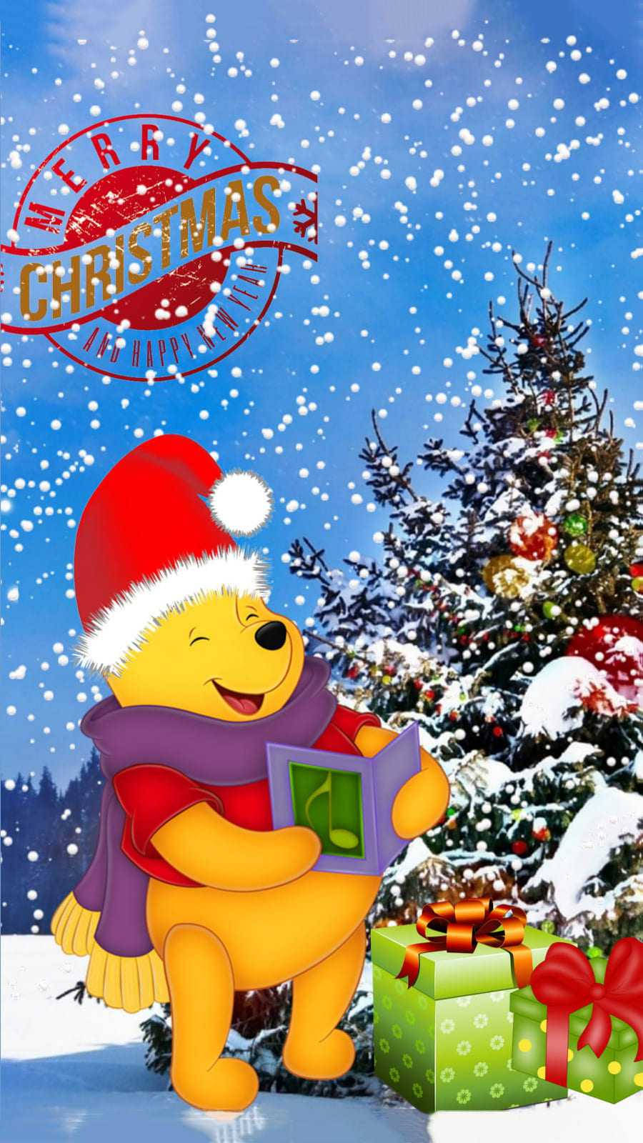 Winnie The Pooh Christmas Snow Wallpaper