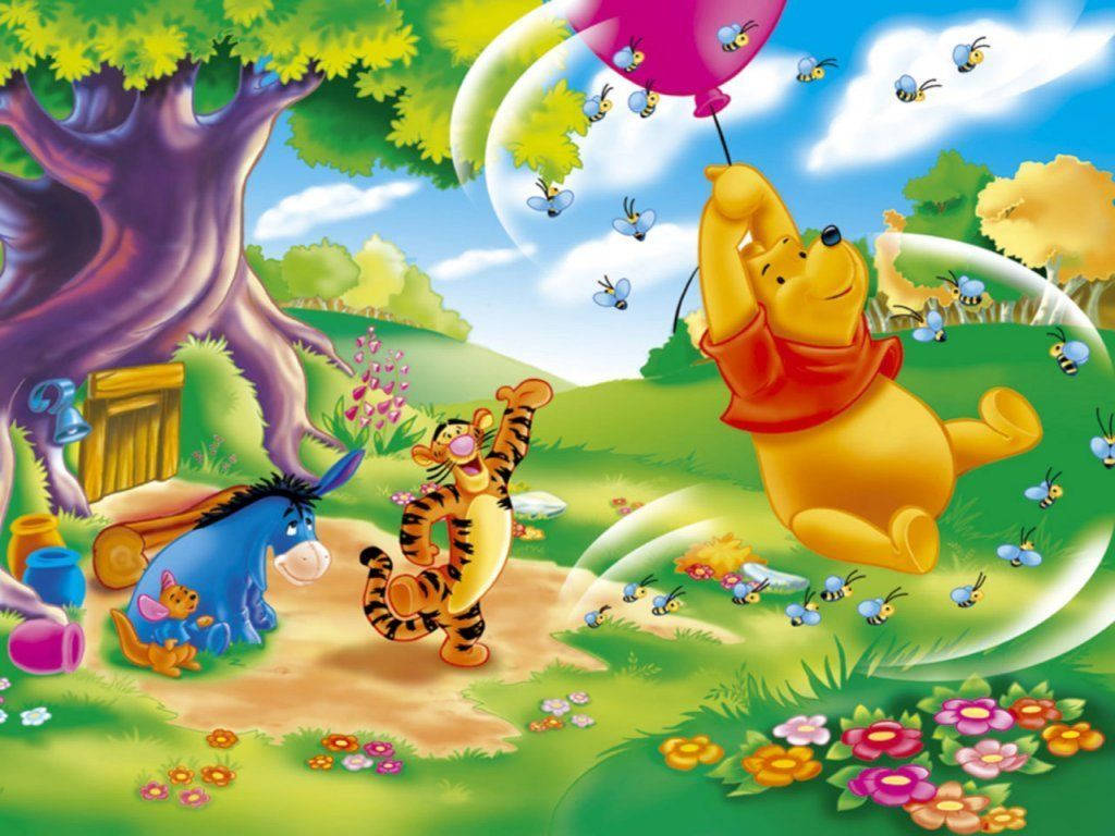 Winnie The Pooh Soars Through The Sky Wallpaper