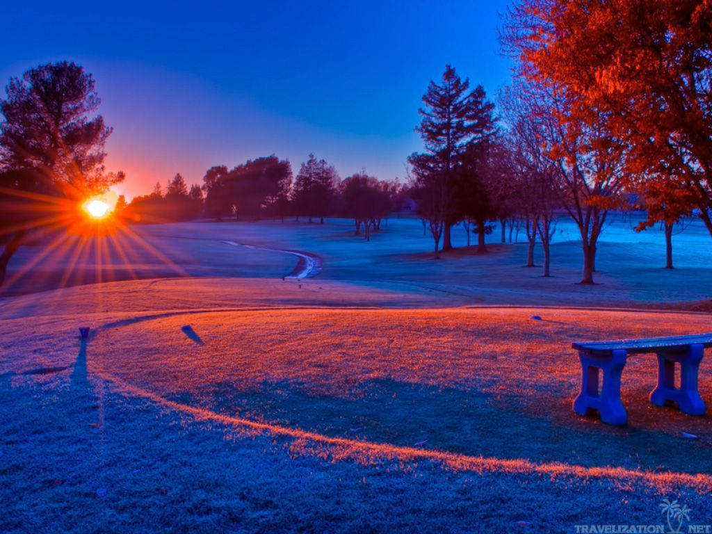 Winter Scene Sunset Wallpaper