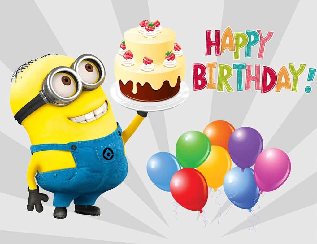 Wish Your Beloved Ones A Happy Minion Birthday Wallpaper