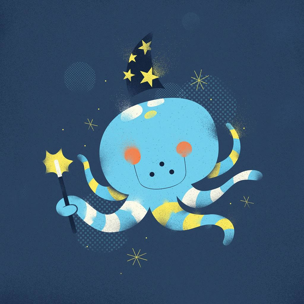 Wizard Cartoon Octopus Kawaii Ipad Wallpaper