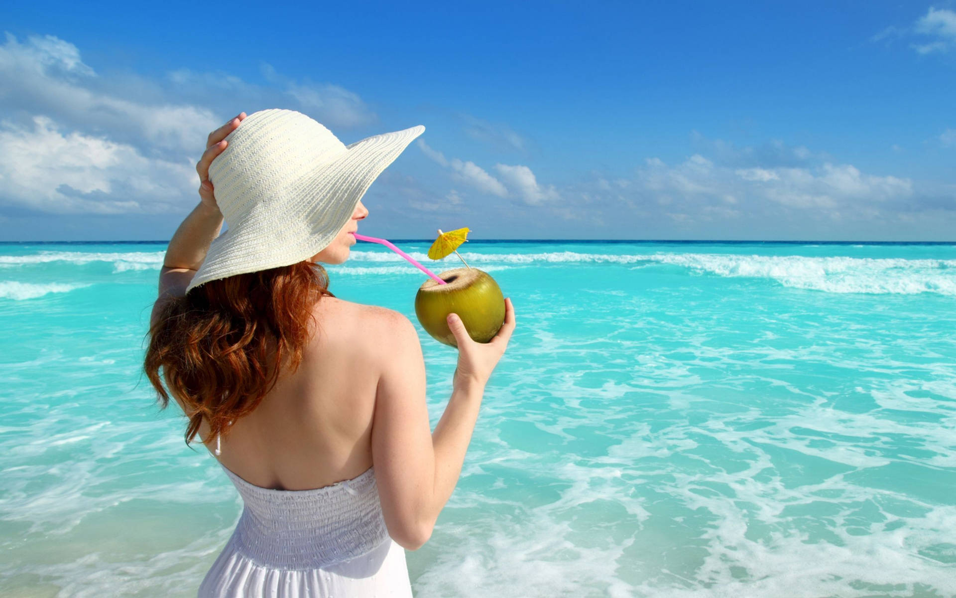 Woman Beach Buko Juice Wallpaper