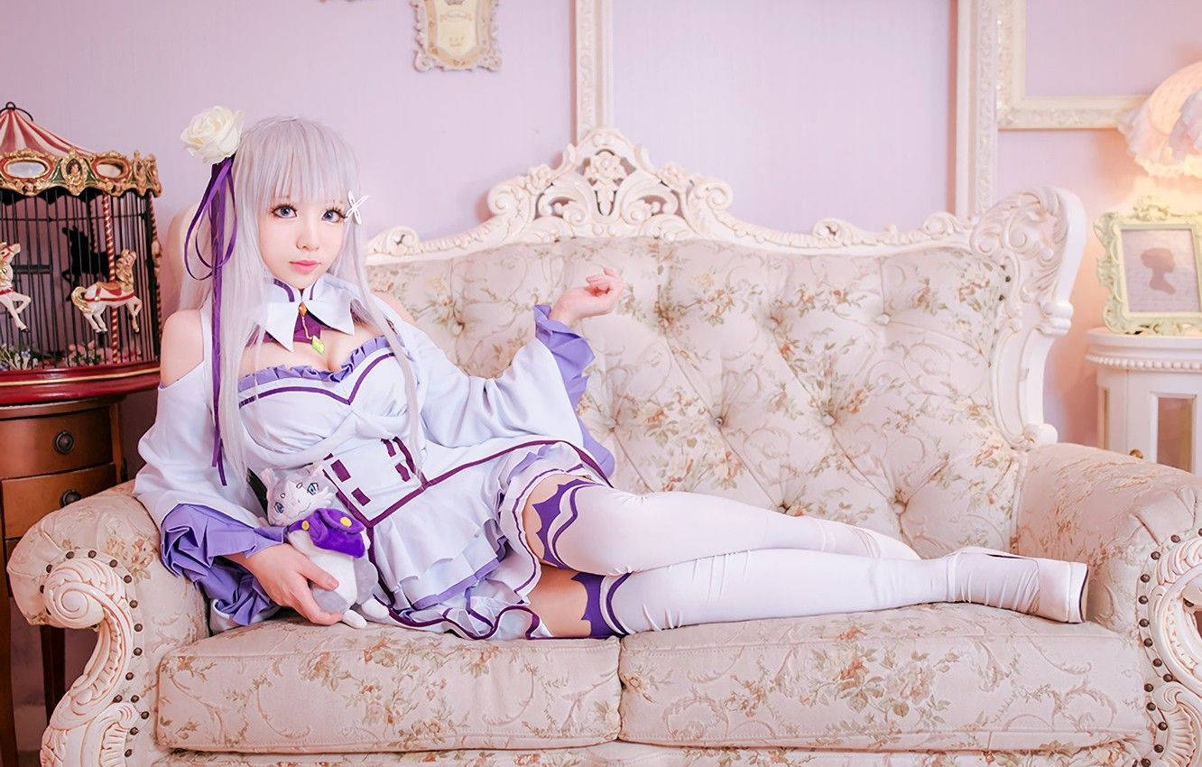 Woman Beautiful Re Zero Cosplayer Wallpaper