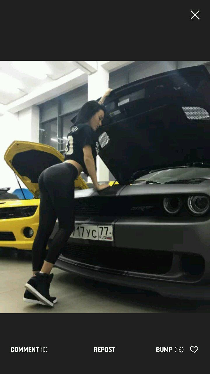 Woman Checking Jdm Car Hood Wallpaper