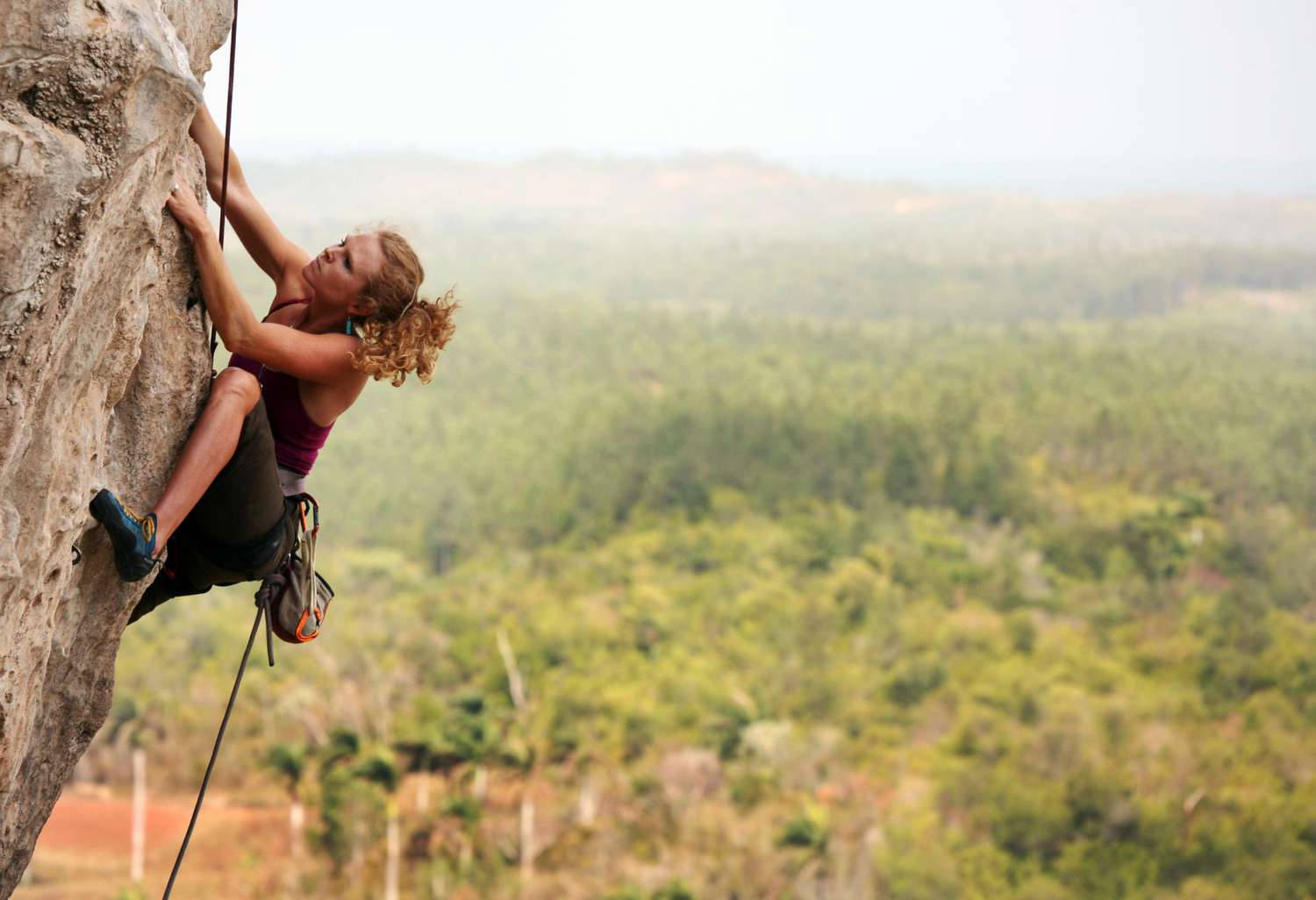 Woman Tries Rock Climbing Wallpaper