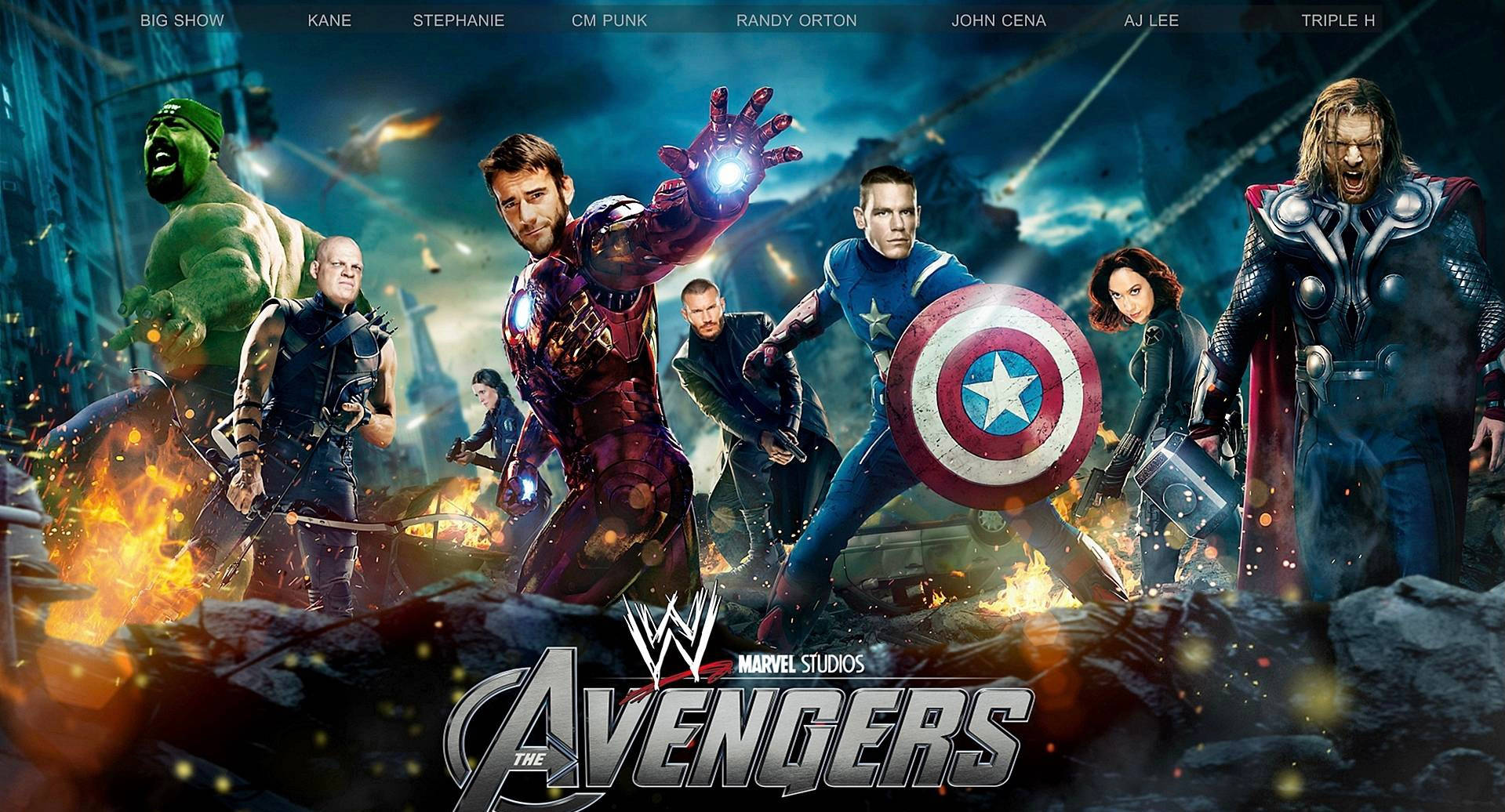 Wwe Wrestlers As Avengers Wallpaper