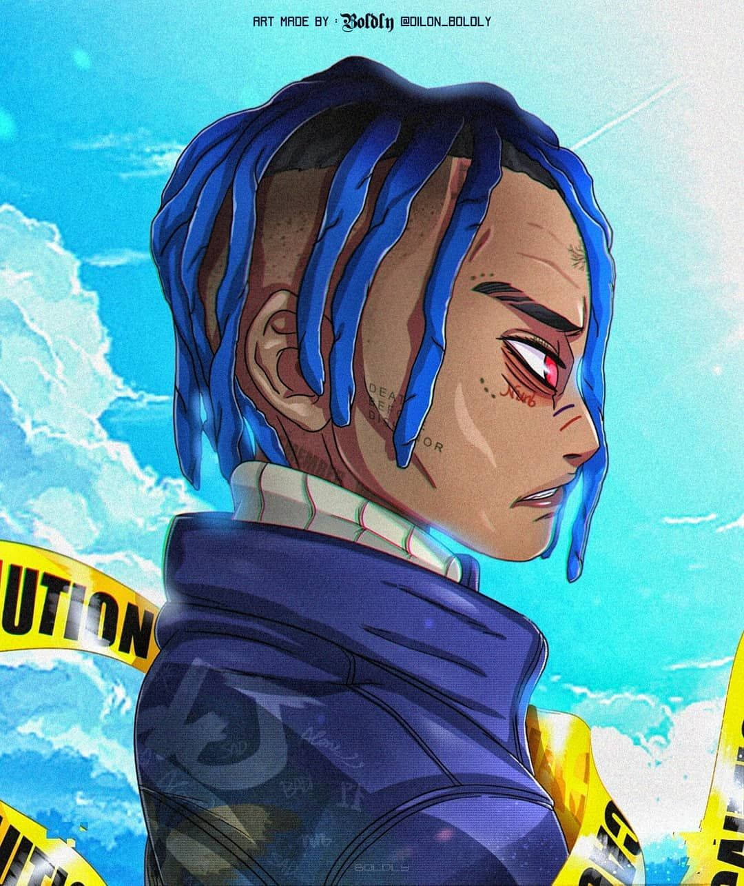 Xxxtentacion Anime Cartoon Caution Tape Wallpaper