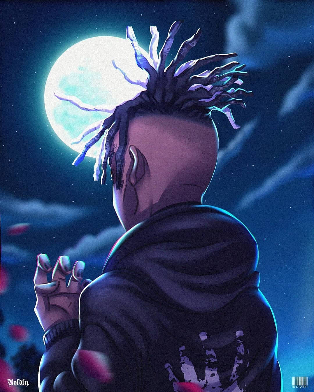 Xxxtentacion Anime Cartoon Under Night Sky Wallpaper