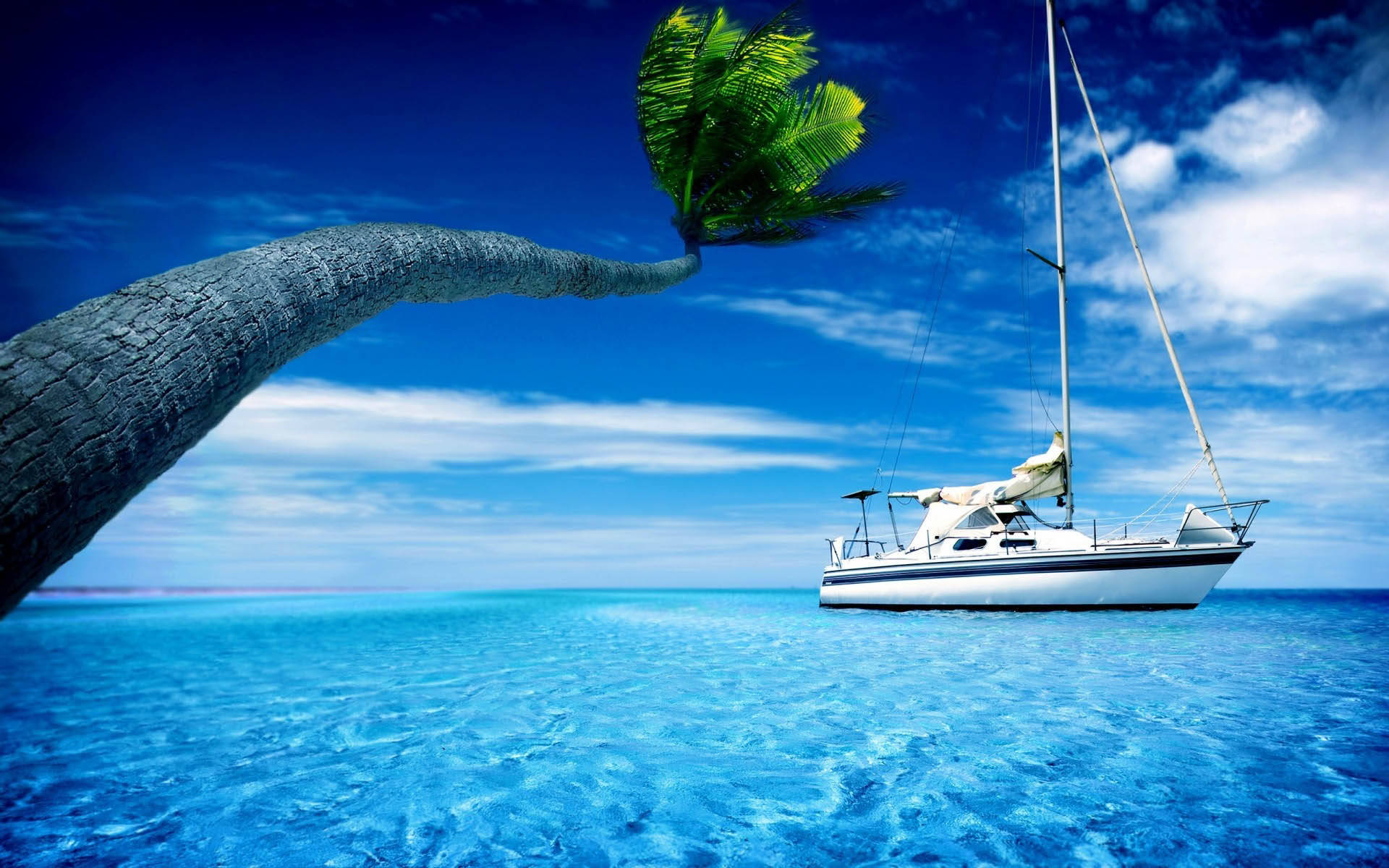 Yacht On Blue Sea All Best Wallpaper