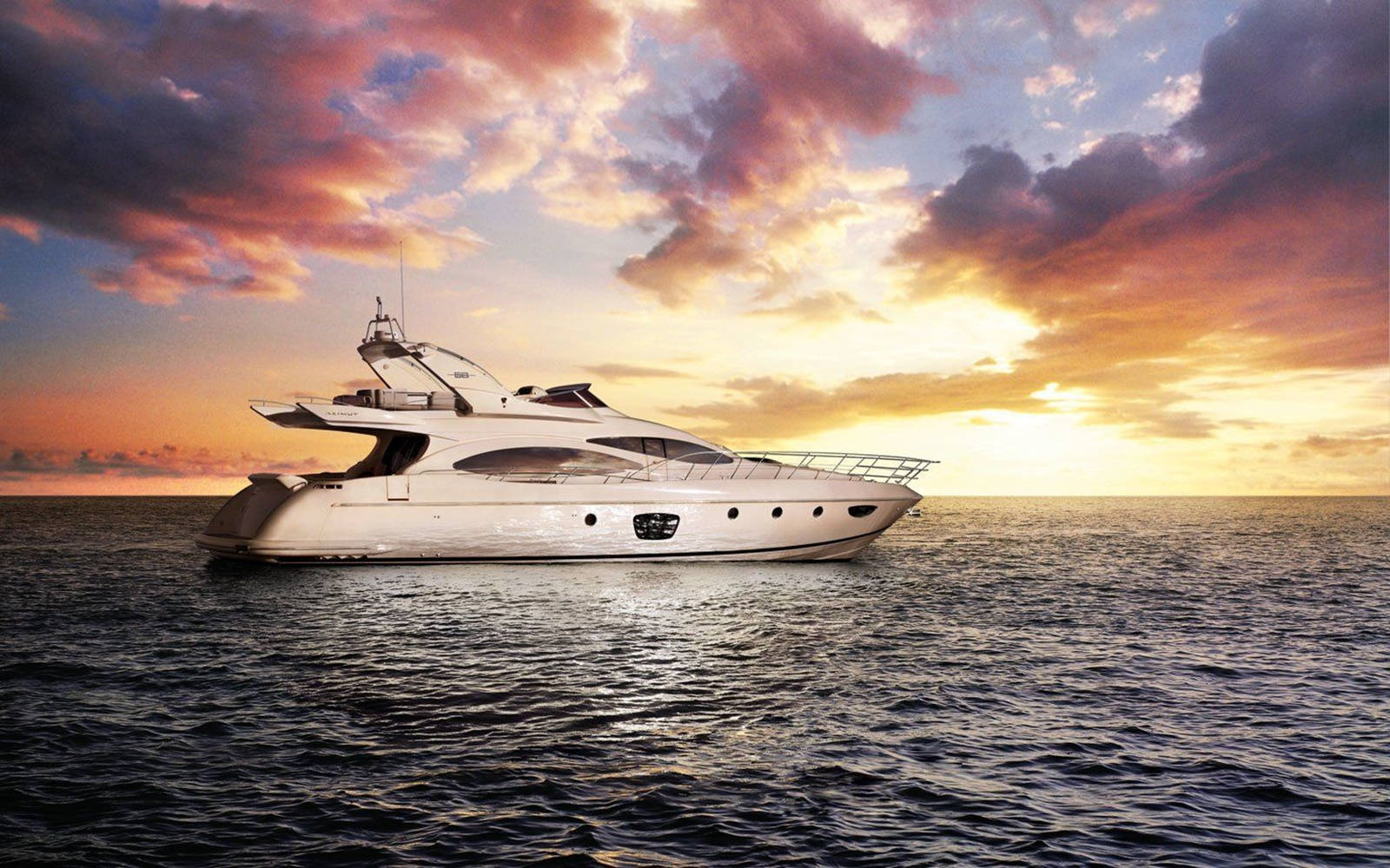 Yacht Sunset Sky Wallpaper