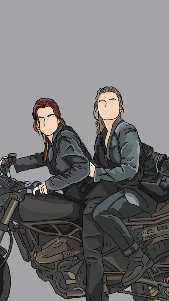 Yelena Belova And Natasha On Motorcycle Wallpaper