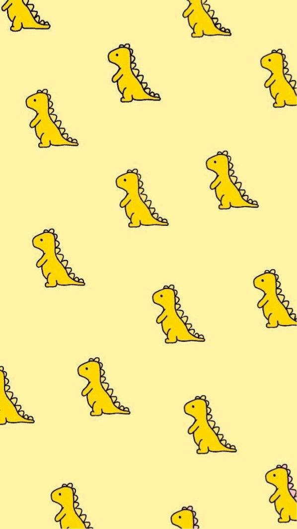 Yellow Cartoon Dinosaur Phone Wallpaper