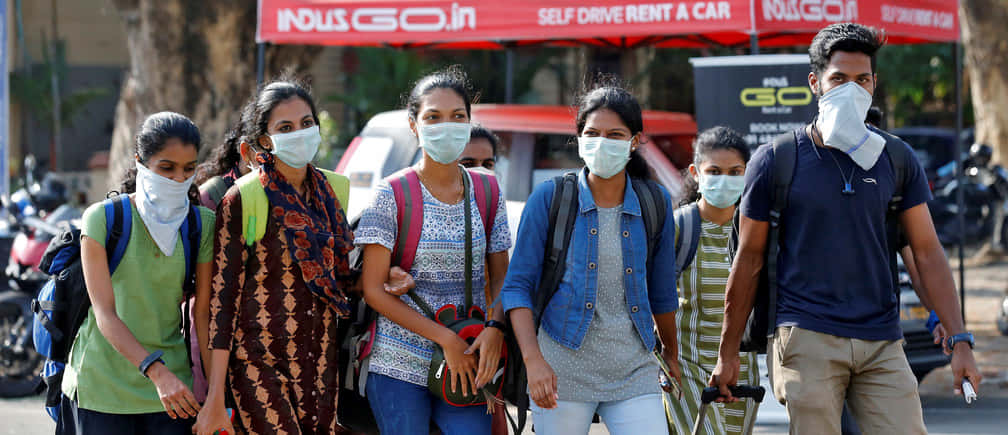 Young People Wearing Masks Wallpaper