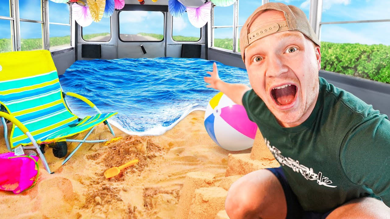 Youtuber Unspeakable School Bus Beach Wallpaper