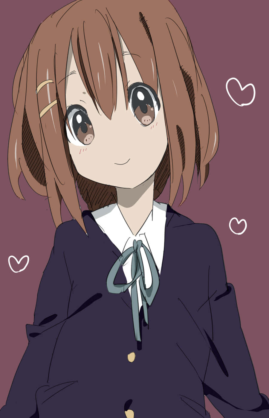 Yui Hirasawa Striking A Playful Pose With Her Guitar Wallpaper